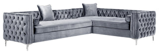 Jeannie 120" Velvet Corner Sectional Sofa, Gray, Right Facing