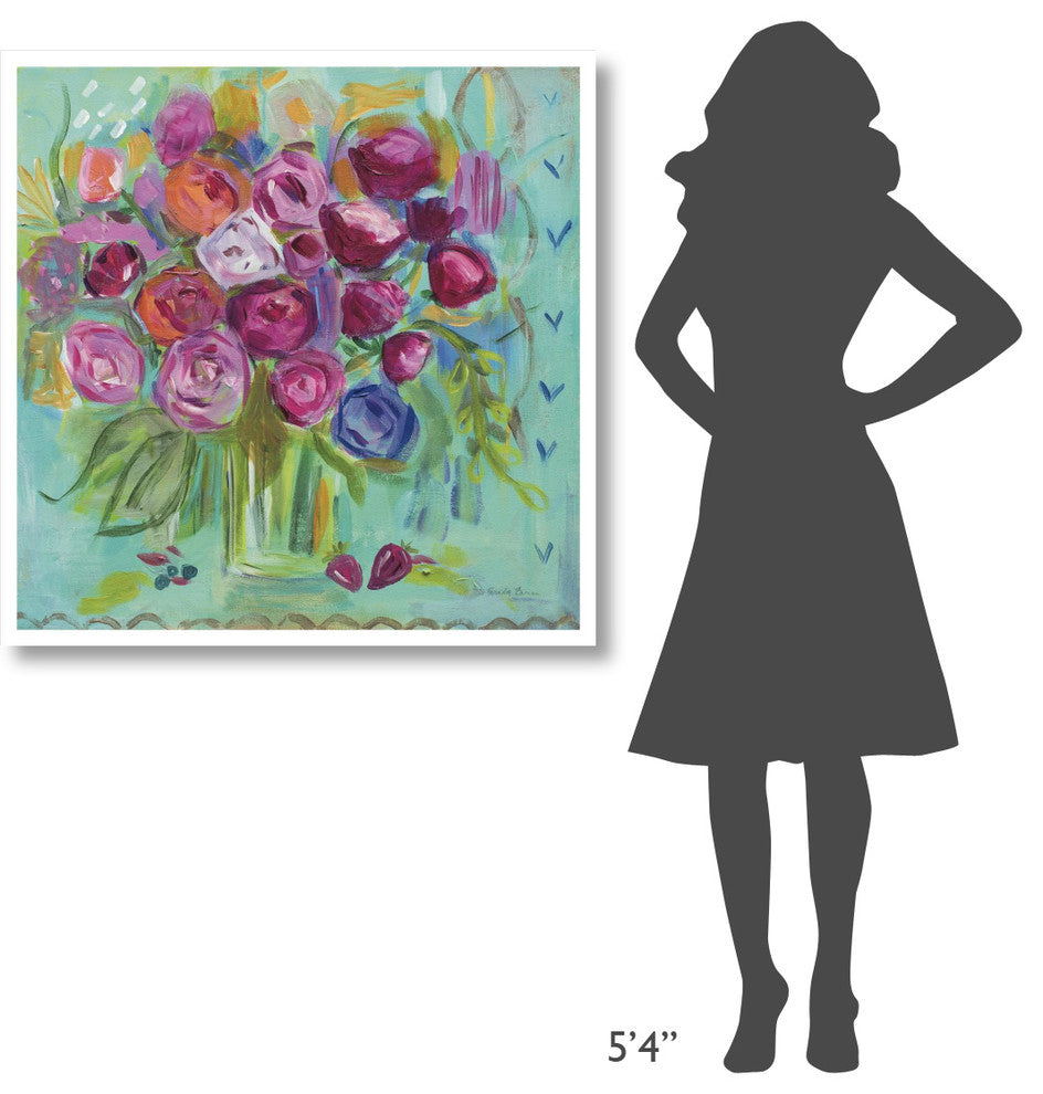 "Pink Peonies" Digital Paper Print by Farida Zaman, 38"x38"