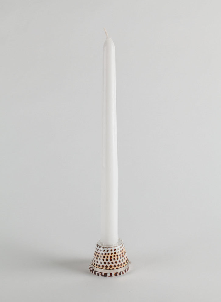 Littered Cone Shell Candle Holder with Sterling Silver