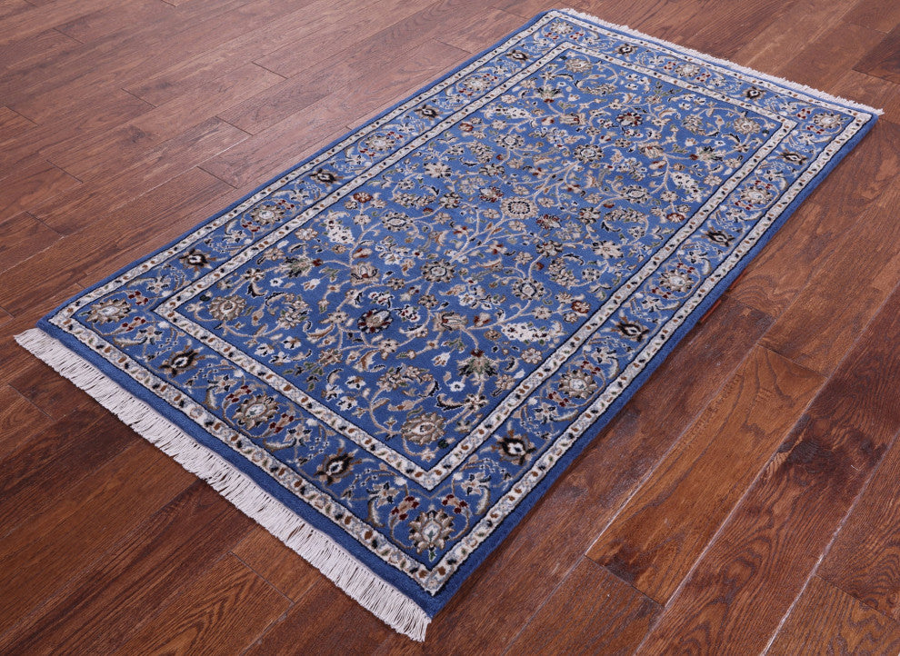 2' 11" X 5' 2" Persian Nain Wool & Silk Handmade Rug - Q15989
