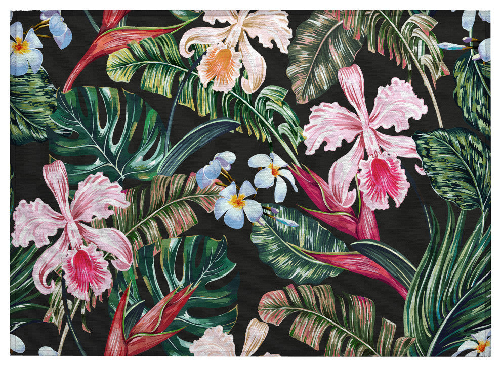 Indoor/Outdoor Tropics TC6 Black Machine Washable 1'8" x 2'6" Rug