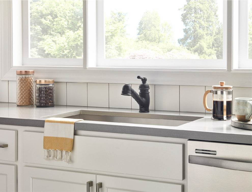Opulence Single Handle Pull-Out Kitchen Faucet Satin Black
