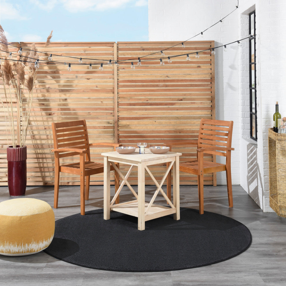 Nourison Essentials 6' x Round Black Outdoor Area Rug