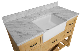 Charlotte 48" Bathroom Vanity, Drift Wood, Carrara Marble
