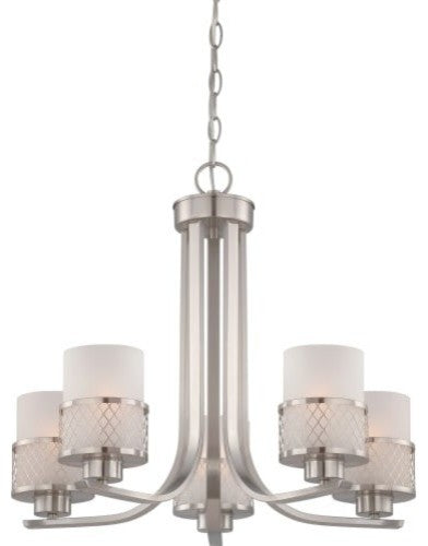 Fusion 5 Light - Chandelier With Frosted Glass