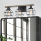 Kira Home Nash 24" Farmhouse / Bathroom Light, Orb Cage Shades, Reclaimed Oak