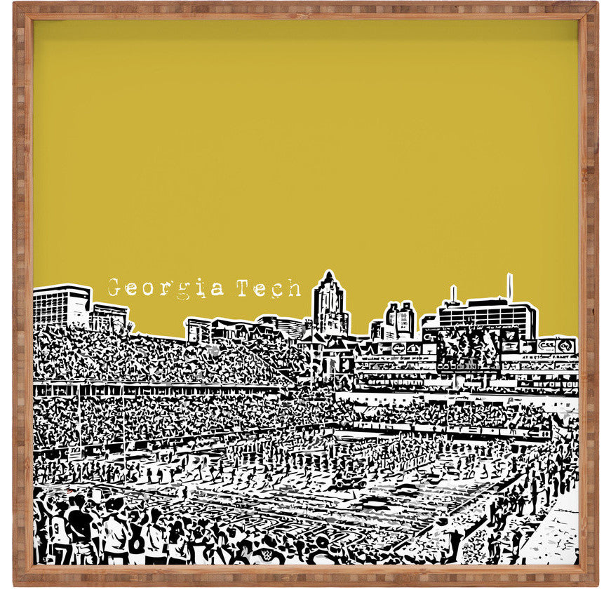 Deny Designs Bird Ave Georgia Tech Yellow Square Tray
