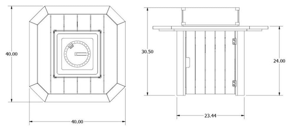 Oasis 40" Fire Pit Table, Weathered Acorn