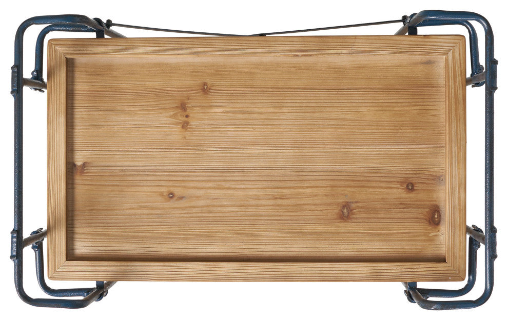 GDF Studio Samara Outdoor Industrial Bar Cart, Natural and Black
