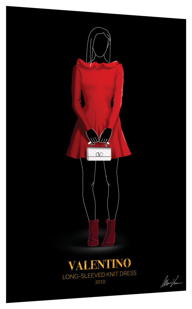 "V Fashion red look" Frameless Free Floating Printed Tempered Glass Wall Art