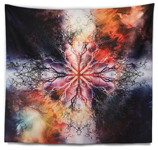 Mandala with Tree Pattern Abstract Wall Tapestry, 60"x50"