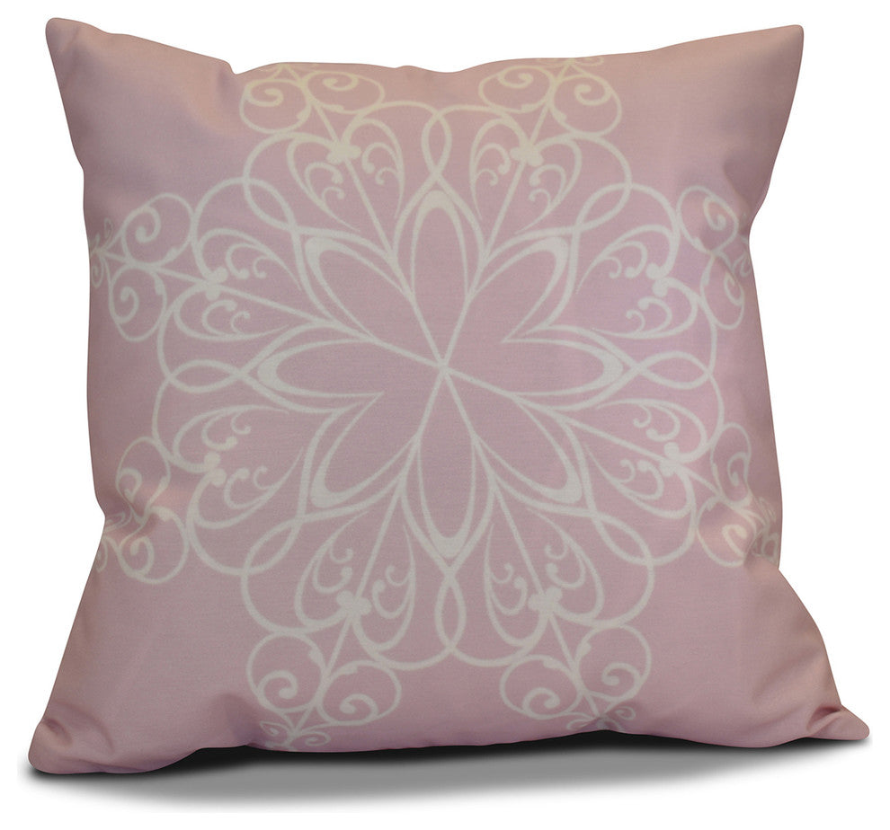 Decorative Holiday Pillow Geometric Print, Light Pink, 18"x18"