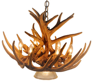 Whitetail Deer 9 Antler Cascade Chandelier with Downlight
