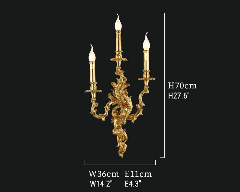 Luxury Wall Lamp in the Classic French Style, Living Room, Bedroom, 3 Lights