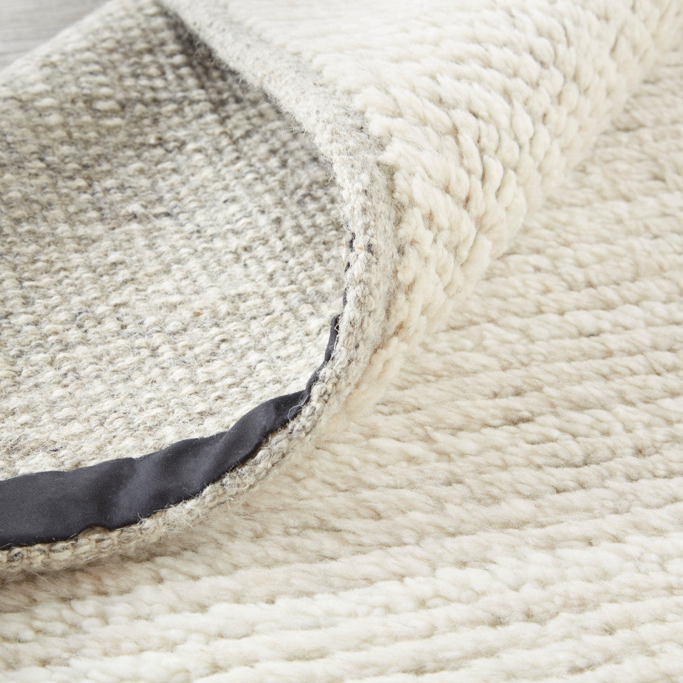Weave & Wander Rheed Wool Rug, Solid Ivory, 3ft-6in x 5ft-6in Rug