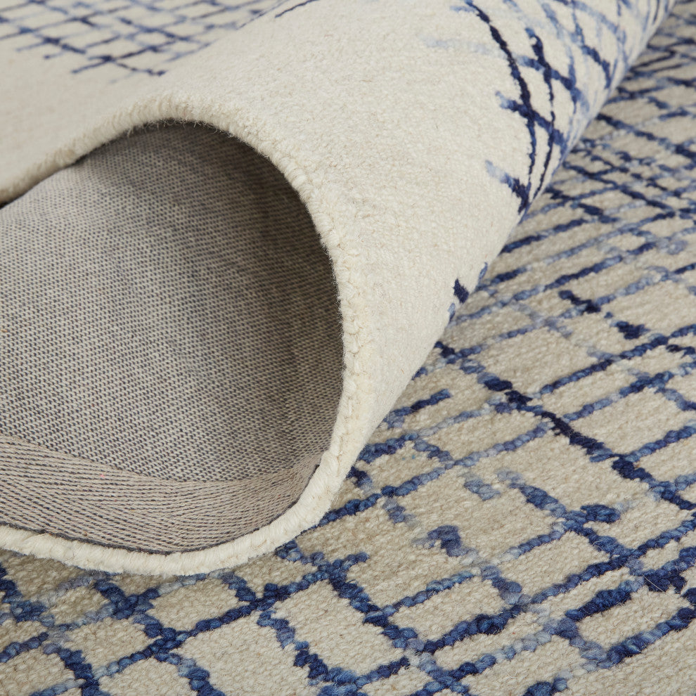 Weave & Wander Carrick Architectural Rug, Ivory/Navy, 9'x12'