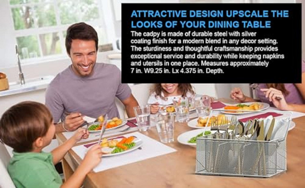 Mesh Condiment Caddy/Napkin Holder, Silver