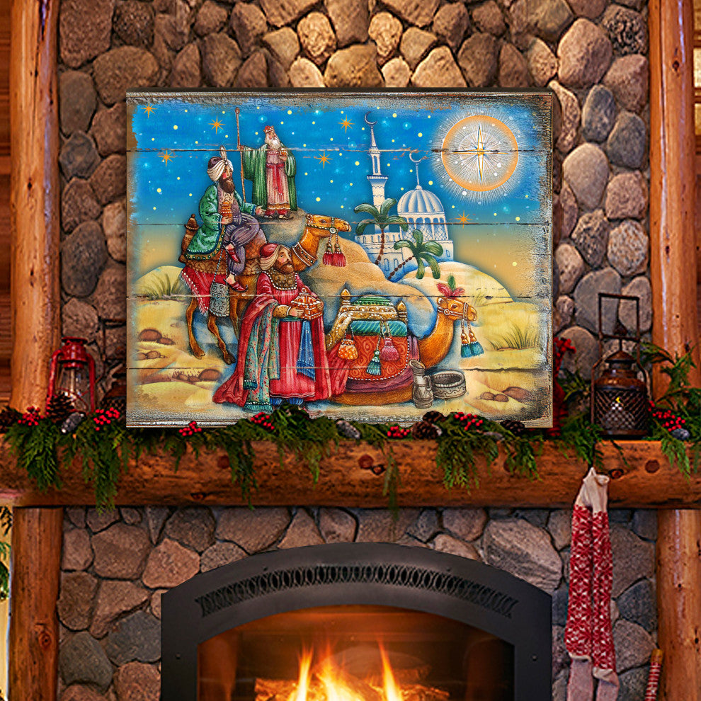 3 Kings Nativity Wooden Wall Art, Small, 12"x9"