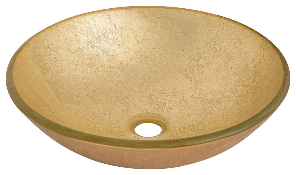 Fine Fixtures Modern Glass Vessel Round 16x16, Gold