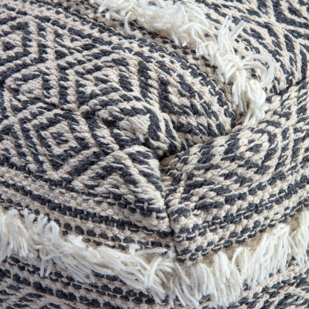 Manu 34" x 34" x 16" Gray and Ivory Ottoman
