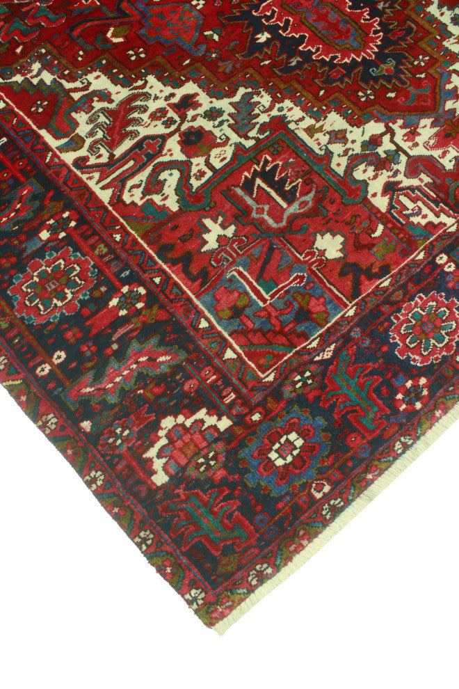Vintage Heriz Claybour Red/Navy Rug, 7'3x12'1