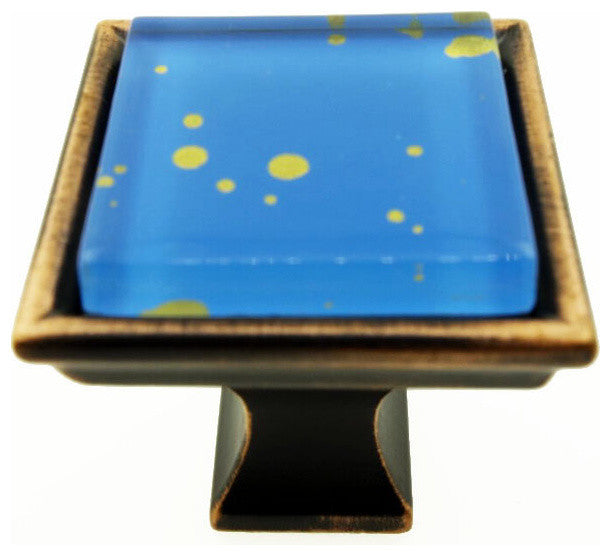 Blue Gold Enigma Crystal Glass Oil Rubbed Bronze Madison Classic Knob