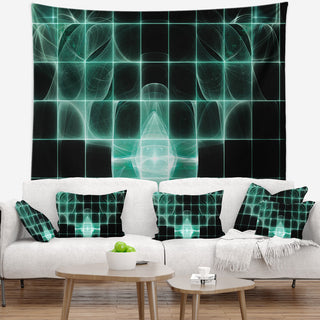 Blue Bat on Rader Screen Abstract Wall Tapestry, 60"x50"