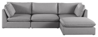 Mackenzie Linen Textured Fabric 4-Piece Modular L-Shaped Sectional, Grey