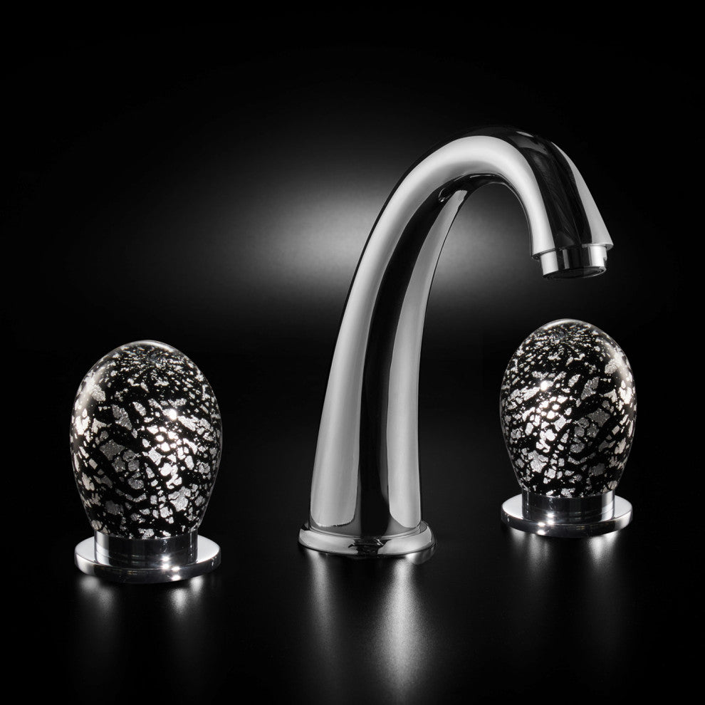 Murano Bathroom Faucet, Black and Silver, Without pop-up drain