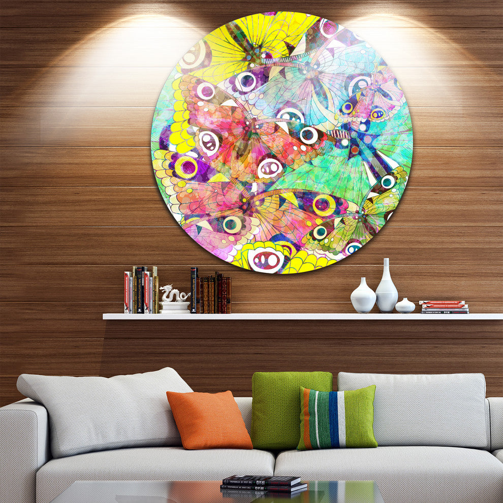 Seamless Butterflies, Floral Art Disc Metal Wall Art, 38"