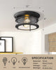 2 Light Ceiling Light, Industrial, Flush Mount Ceiling Lamp, Glass Shade