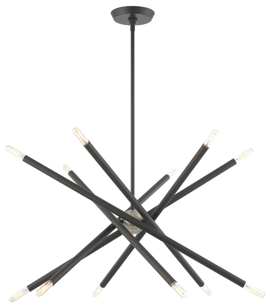 Livex Lighting Soho 12 Light Scandinavian Gray, Brushed Nickel Chandelier