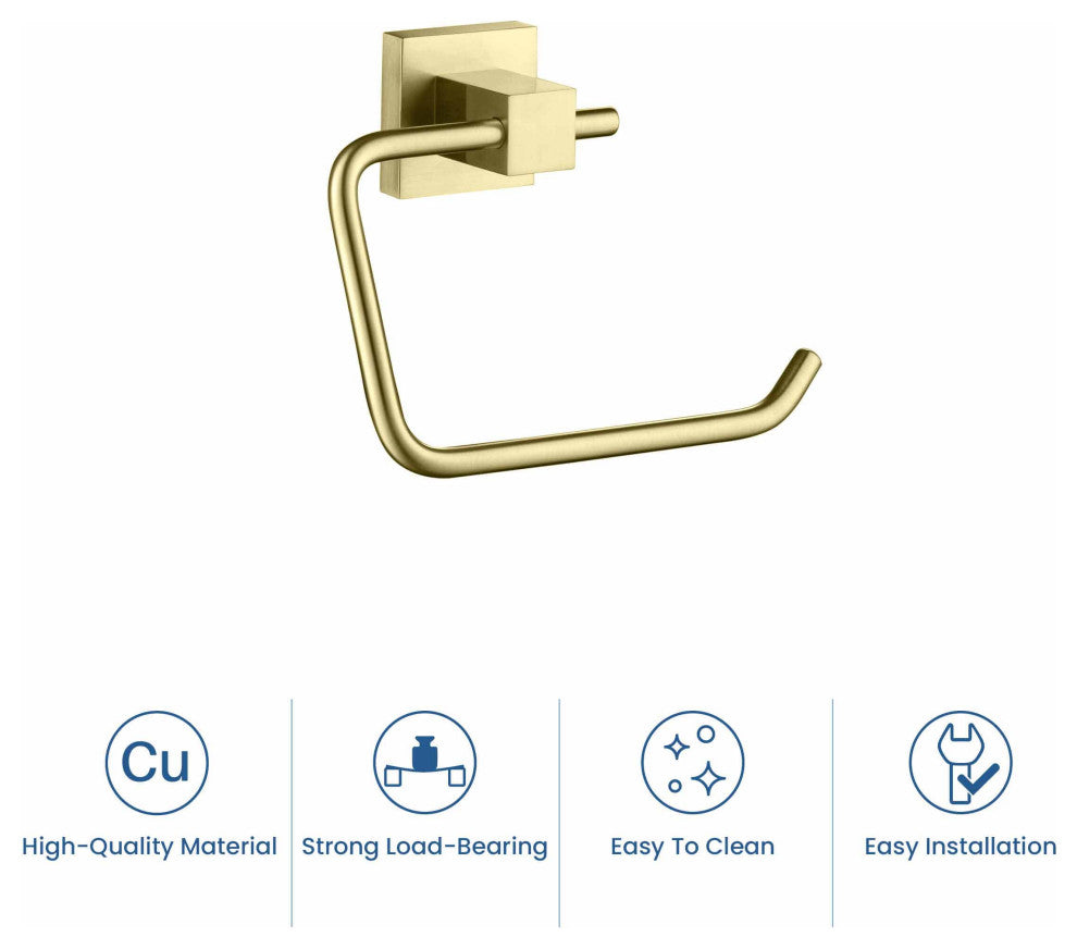 Cube Bathroom Toilet Paper Holder, Brushed Gold