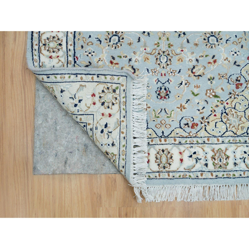 Blue Nain Design 250 KPSI Natural Wool Hand Knotted XL Runner Rug 2'9"x14'