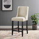 Counter Stool Chair, Fabric, Wood, Beige, Modern, Bar Pub Cafe Bistro Restaurant