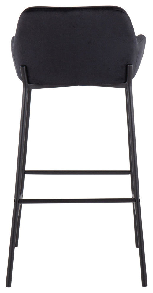 Daniella Fixed-Height Bar Stool, Set of 2, Black Metal/Black Velvet