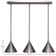 3-Light Mini Pendant, Brushed Nickel, 7" Brushed Nickel Beehive Metal Shade
