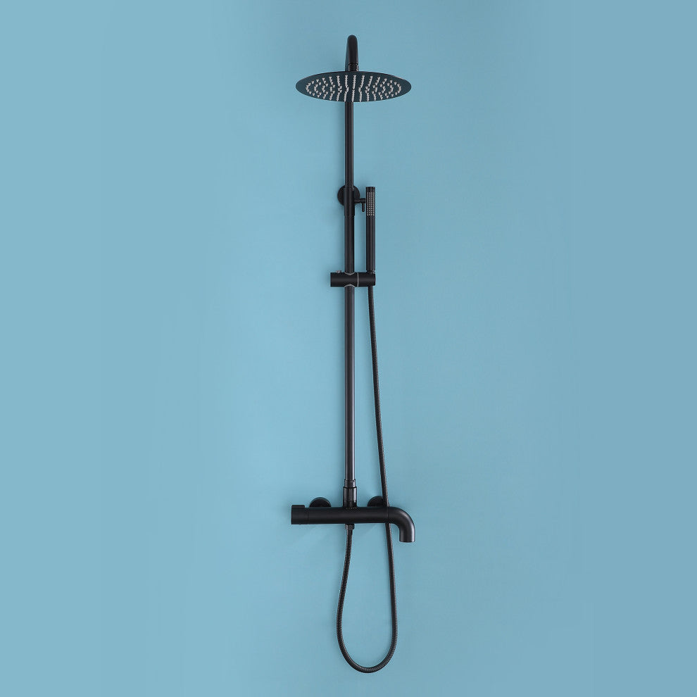 Exposed Shower System with Handheld Shower & Bathtub Spout, Matte Black