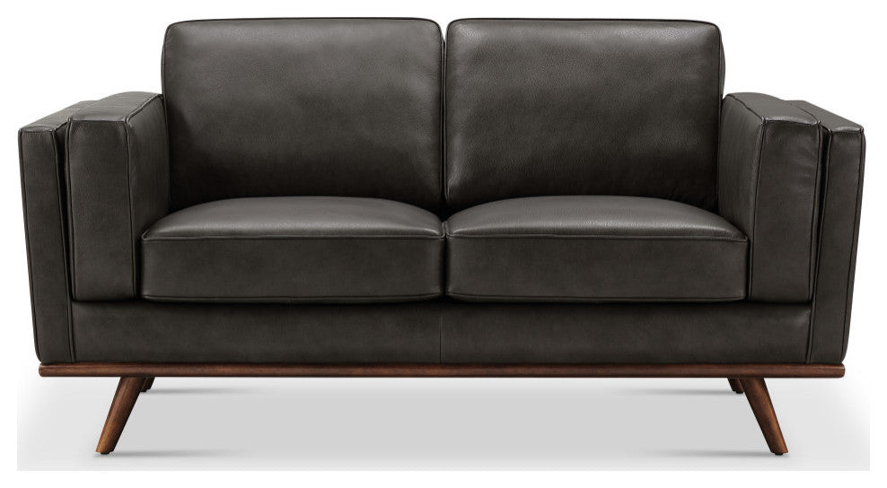 Positano Leather Loveseat, Gray