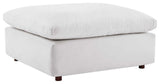 Commix Down Filled Overstuffed Performance Velvet Ottoman, White