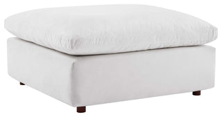 Commix Down Filled Overstuffed Performance Velvet Ottoman, White