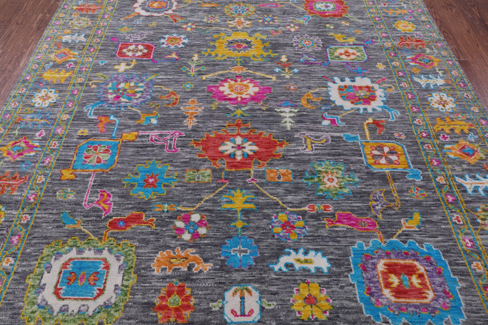 Turkish Oushak Handmade Wool Rug 7' 10" X 9' 11" - Q14997
