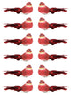 Smoke Spotted Bird Christmas Ornaments, Red and White, Set of 12, 5"