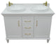 49" Double Vanity In White Finish With White Engineered Stone Top And Round Sink