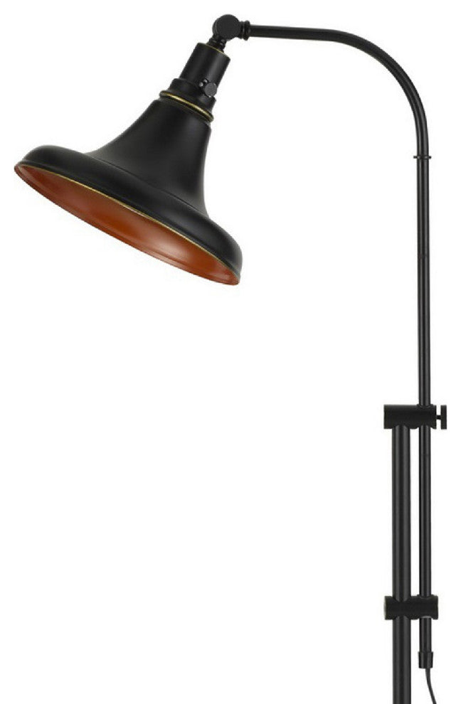 Benzara BM271949 47" Adjustable Metal Floor Lamp and Tapered Shade, Black