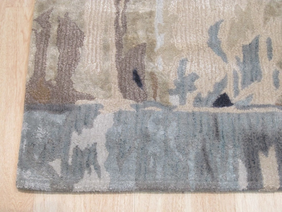 EORC Hand-tufted Green Contemporary Abstract Palermo Rug, Rectangular 5'x8'