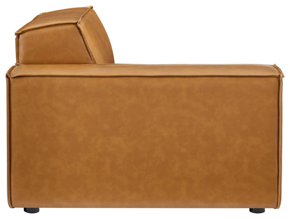 Restore Left-Arm Vegan Leather Sectional Sofa Chair Tan