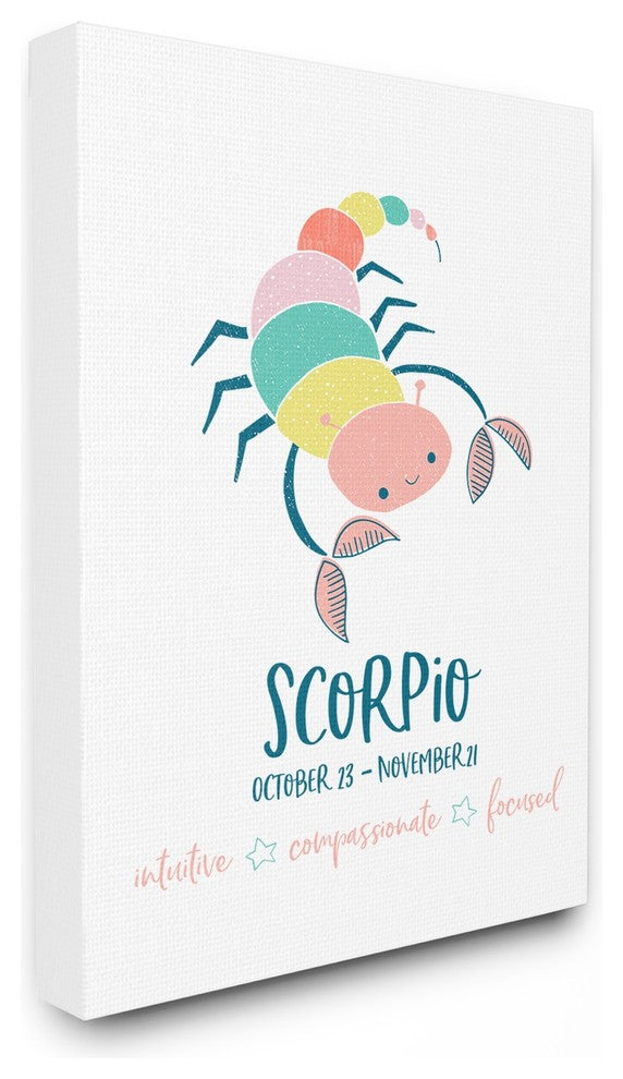 The Kids Room Fun Modern Zodiac Scorpio Scorpion Canvas Wall Art, 24"x30"