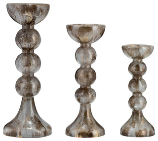 Glass, 13"H, Bubbly Candle Holder, Brown