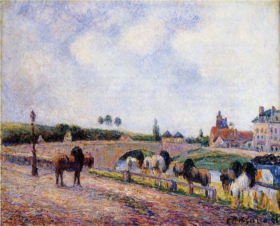 Camille Pissarro The Pontoise Bridge, 20"x25" Wall Decal